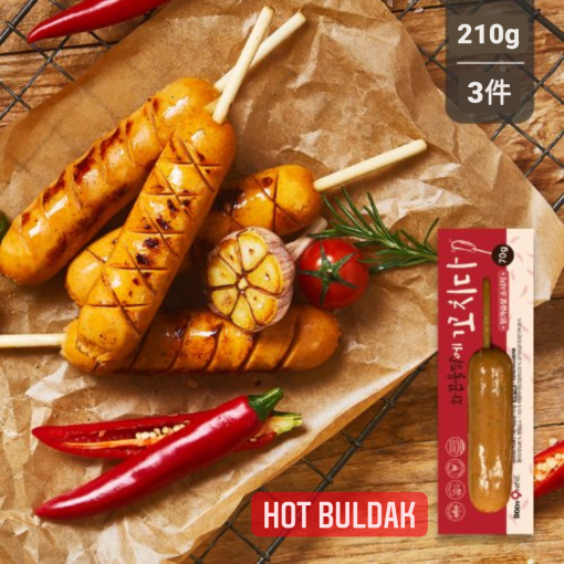 BODYNINE화끈불닭꼬치 소세지/火辣烤雞味香腸/Hot Buldak Chicken Breast Sausage 70g x 3pc